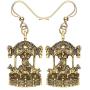 NEWEI Plated Alloy Antique Gold Merry-go-round Carousel Horse Earrings For Women Kid Dangle Vintage Jewelry Gift