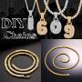 DIY Full CZ Bubble Letter Necklace Men Women Personalized Hip Hop Jewelry Platinum or 18K Gold Plated Customizable 1-6 Pcs Bling Initials Pendant,Tennis Chain or Spiga Chain 18-30 Inch, with Gift Box