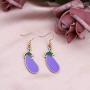 AKTAP Vegetarian Jewelry Vegan Earrings Eggplant Hook Dangle Earrings Gift for Vegan Veganism Gift