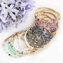 RIAH FASHION Delicate Boho Beaded Multi Layer Versatile Statement Bracelets - Stackable Stretch Strand Cuff Bangles Sparkly Crystal, Natural Stone, Tassel Charm