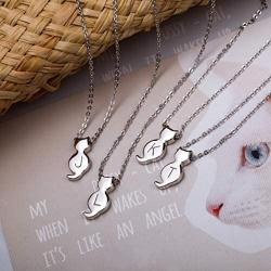 Initial Cat Necklaces Sterling Silver Cat Jewelry for Women