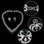 EVER FAITH Womens CZ Fan-Shaped Knot Waterdrop Dangle Necklace Earrings Set Clear-Tone for Bridal, Feast