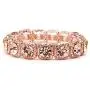 Mariell Rose Gold Blush Crystal Stretch Prom or Bridesmaid Bracelet - Popular Pink Morganite Color