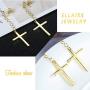 Sllaiss 925 Sterling Silver Cross Dangle Earrings For Men Women Unisex Silver Cross Chain Earrings Cool Cross Drop Earrings Men Jewelry Gifts
