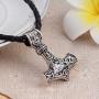 AILUOR Men Viking Leather Norse Thors Hammer Mjolnir Celtic Knot Pendant Necklace Jewelry Scandinavian
