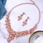 BriLove Costume Fashion Jewelery Set for Women Multi Teardrop Cluster Y-Shaped Necklace Dangle Earrings