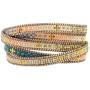 NOVICA Coral and Blue Glass Beaded Wrap Bracelet with Loop Closure, 35'' Cerro de la Cruz in Blue