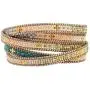 NOVICA Coral and Blue Glass Beaded Wrap Bracelet with Loop Closure, 35'' Cerro de la Cruz in Blue