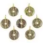 SUNYIK Lucky Coin Wire Wrapped Crystal Stone Pendant Necklace for Women Men, Healing Crystal Donut Amulet Jewelry for Unisex