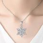Lucky Snowflake Necklace Long Pendant Necklace with White Cubic Zirconia Silver Jewelry for Women Girls