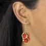 Palm Beach Jewelry Gold Tone Round Orange Lucite, Drop Earring and Bib Necklace Set (65mm), Lobster Claw Clasp, 18 inches Plus 3 inch exten