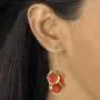 Palm Beach Jewelry Gold Tone Round Orange Lucite, Drop Earring and Bib Necklace Set (65mm), Lobster Claw Clasp, 18 inches Plus 3 inch exten