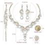 CSY Elegant Crystal Necklace Earrings Bracelet Ring Bridal Wedding Party Costume Jewelry Sets for Brides Women
