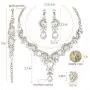 CSY Elegant Crystal Necklace Earrings Bracelet Ring Bridal Wedding Party Costume Jewelry Sets for Brides Women CSY Elegant Crystal Necklace Earrings Bracelet Ring Bridal Wedding Party Costume Jewelry Sets for Brides Women