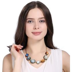7 Planet Necklace,Solar System Handmade Charm Necklace with double-sided glass crystal ball for female teachers