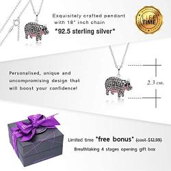 BLING BIJOUX Cute Hippo Crystal Pendant Necklace for Women & Girls, Never Rust 925 Sterling Silver with Free Breathtaking Gift Box for a Special Moment of Love