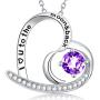 Mothers Day Birthday Gifts for Wife Mom April Birthstone Jewelry I Love You to the Moon and Back Necklace Amethyst Gemstone Aquamarine Simulated Diamond Emerald Garnet Necklace