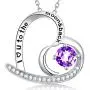 Mothers Day Birthday Gifts for Wife Mom April Birthstone Jewelry I Love You to the Moon and Back Necklace Amethyst Gemstone Aquamarine Simulated Diamond Emerald Garnet Necklace