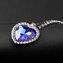 JoJo & Lin Titanic Ocean Heart Pendant Necklaces For Women Blue Crystal Rhinestone Silver Plated Necklace Jewelry