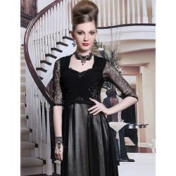 Finrezio Black Lace Necklace Bracelet and Pendant Earrings Set for Women Halloween Steampunk Wedding Party Mascarade Costume Jewelry Sets