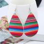 12 Pairs Wood Geometry Round African Women Earrings Retro Wooden Painted Earrings Ethnic Style Earring