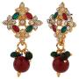 Ethnadore Indian Bollywood 14 K Gold Plated Faux Pearl Beaded Pendant Strand Necklace Earrings Jewelry Set