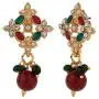 Ethnadore Indian Bollywood 14 K Gold Plated Faux Pearl Beaded Pendant Strand Necklace Earrings Jewelry Set