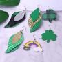 Sincahfy St Patricks Day Earrings For Women Teardrop Faux Leather Earrings Green Hat Rainbow Shamrock Earrings Drop Dangle Earrings St Patricks Day Jewelry 12 Pairs