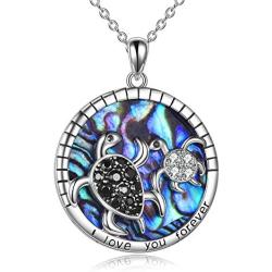 Sea Turtle Necklace Mothers Day Gifts for Mother from Daughter Sterling Silver Mother Daughter Son Abalone Turtle Necklace Jewelry for Women Mom Daughter Wife