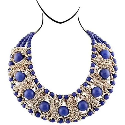 HANTON Fashion Statement Handmade Strands Imitation Turquoise Beaded Necklace Bracelet Jewelry Sets for Women Gilrs Teens HANTON Fashion Statement Handmade Strands Imitation Turquoise Beaded Necklace Bracelet Jewelry Sets for Women Gilrs Teens
