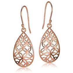 Sterling Silver Filigree Floral Design Teardrop Earrings