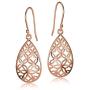 Sterling Silver Filigree Floral Design Teardrop Earrings