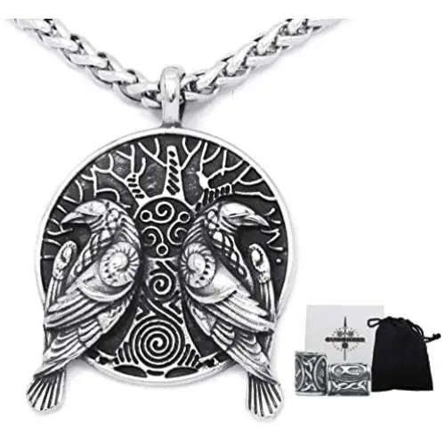 Gungneer Viking Raven Celtic Knot Pendant Stainless Steel Keel Chain Necklace Jewelry Protection Guide for Mens Womens Gungneer Viking Raven Celtic Knot Pendant Stainless Steel Keel Chain Necklace Jewelry Protection Guide for Mens Womens