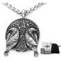 Gungneer Viking Raven Celtic Knot Pendant Stainless Steel Keel Chain Necklace Jewelry Protection Guide for Mens Womens