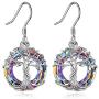 TOUPOP Tree of Life Earrings 925 Sterling Silver Drop Dangle Earrings with Circle Crystal Jewelry Gifts for Women Girls Mom Grandmother Birthday Mothers Day