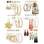 36 Pairs Fashion Earrings Packs for Women Girls, 2020 Gold Crystal Butterfly Star Pearl Tassel Acrylic Hoop Stud Drop Dangle Earrings Set Wholesale BOHO Jewelry Set