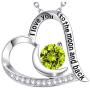 Sterling Silver Peridot Necklace for Wife Mom I Love You to the Moon and Back Jewelry for Women Birthday Gifts