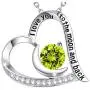 Sterling Silver Peridot Necklace for Wife Mom I Love You to the Moon and Back Jewelry for Women Birthday Gifts