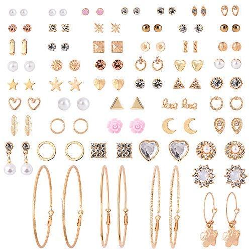 51 Pairs Earrings Set Hoop Earrings Set Earrings for Women Small Hypoallergenic Dangle Drop Statement Earring Set Jewelry Set