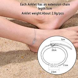 FAADBUK Birth Years Anklet Initial Year Number Silver Pendant Anklets 1980-2020 Initial Year Number Anklet Old English Arabic Number Stainless Steel Friendship Ankle Bracelet