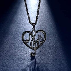 Beautlace Womens Musical Note Necklace Silver/18K Gold Black Gun Plated Treble Clef Music Note Jewelry Gifts for Music Lover