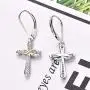 YL Cross Earrings 925 Sterling Silver Infinity Leverback Earrings Cross Dangle Drop Religious Jewelry Christian Baptism Gift