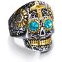 Elfasio Mens Stainless Steel Ring Skull Gothic Cross Red Blue Green Eye Silver Gold Biker Jewelry Elfasio Mens Stainless Steel Ring Skull Gothic Cross Red Blue Green Eye Silver Gold Biker Jewelry
