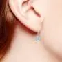 Robert Matthew Jade Silver Dangle Earrings, Pure .925 Sterling Silver with CZ Round Crystal, Dangling Earring Set, CZHalo Earrings, Christmas Jewelry