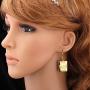 Rhinestone Drop Earrings|Muslim Jewelry for Women Girls|Platinum 18K Gold Plated Allah Square Dangle Earrings