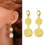 Gold Huggie Hoop Earrings with Dangle Charm|Platinum or 18K Gold Plated Allah Earrings,Small Heart/Coin Style Drop Earrings for Women Girls