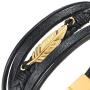COOLSTEELANDBEYOND Mens Women Stainless Steel Feather Multi-Strand Black Braided Leather Bangle Bracelet