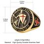 HZMA Knights Templar Put On The Whole Armor of God Ephesians 6:13-17 Red Cross Design Mens Stainless Steel Ring