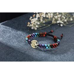 Top Plaza 7 Chakra Yoga Meditation Bracelet Reiki Healing Crystal Stone Anxiety Bracelets Double Layered Natural Gemstone Beads Bracelets for Women Girl