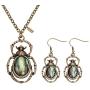 MANZHEN Antique Bronze Abalone Shell Bug Wildlife Necklace Scarab Earring Woodland Animal Jewelry Set